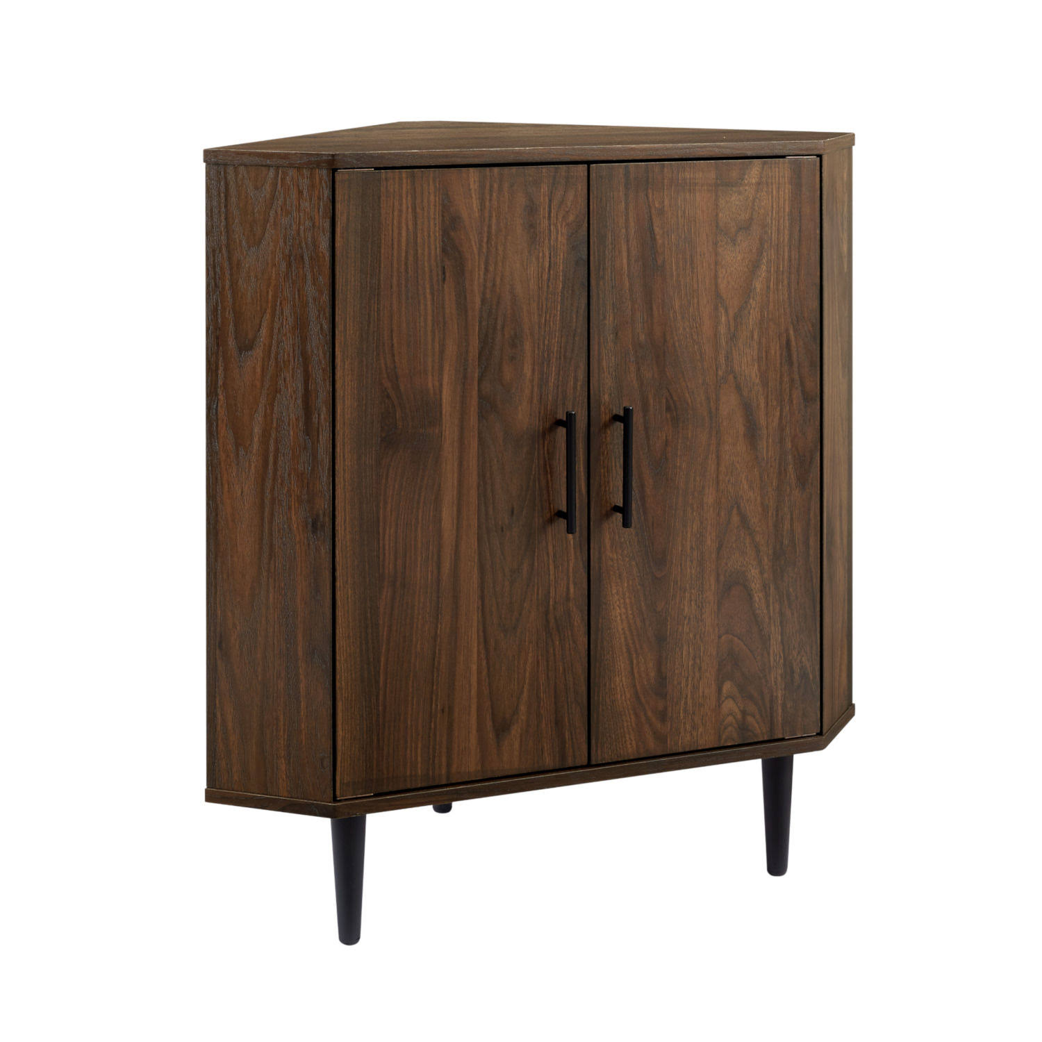 Walker Edison Furniture Co. AF30NORCRNDW Nora Double Door Corner Cabinet in Dark Walnut Brown, Contemporary u0026 Modern | Bella
