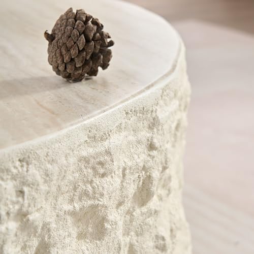 JUSTONE 15.75 ''Round Coffee Table, Accent End Table for Living Room Office Apartment, Modern Minimalist Side Table with Faux Marble Pattern