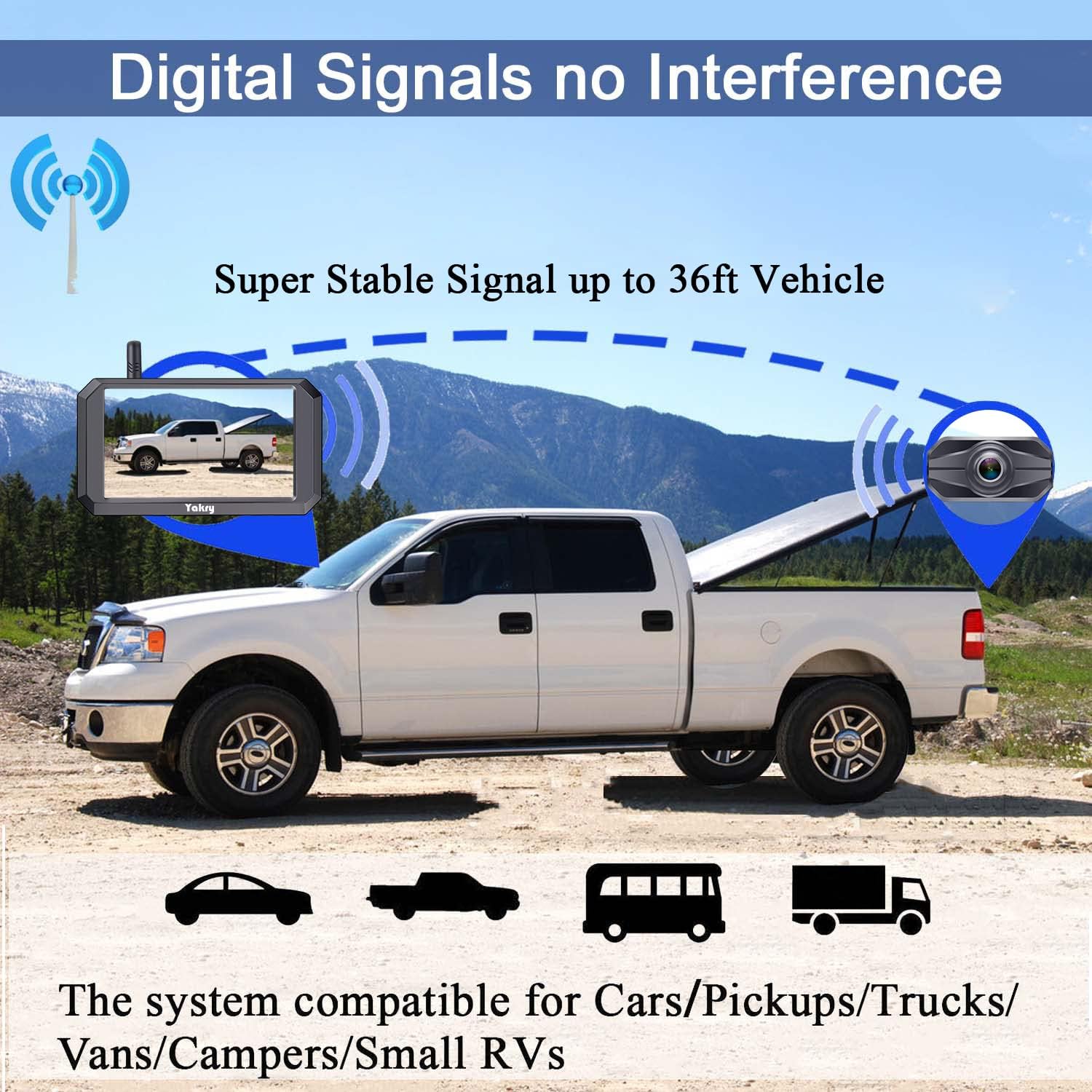 Wireless Backup Camera HD 1080P with 5“ Monitor Hitch Rear View Camera for Trucks,Camper,Car