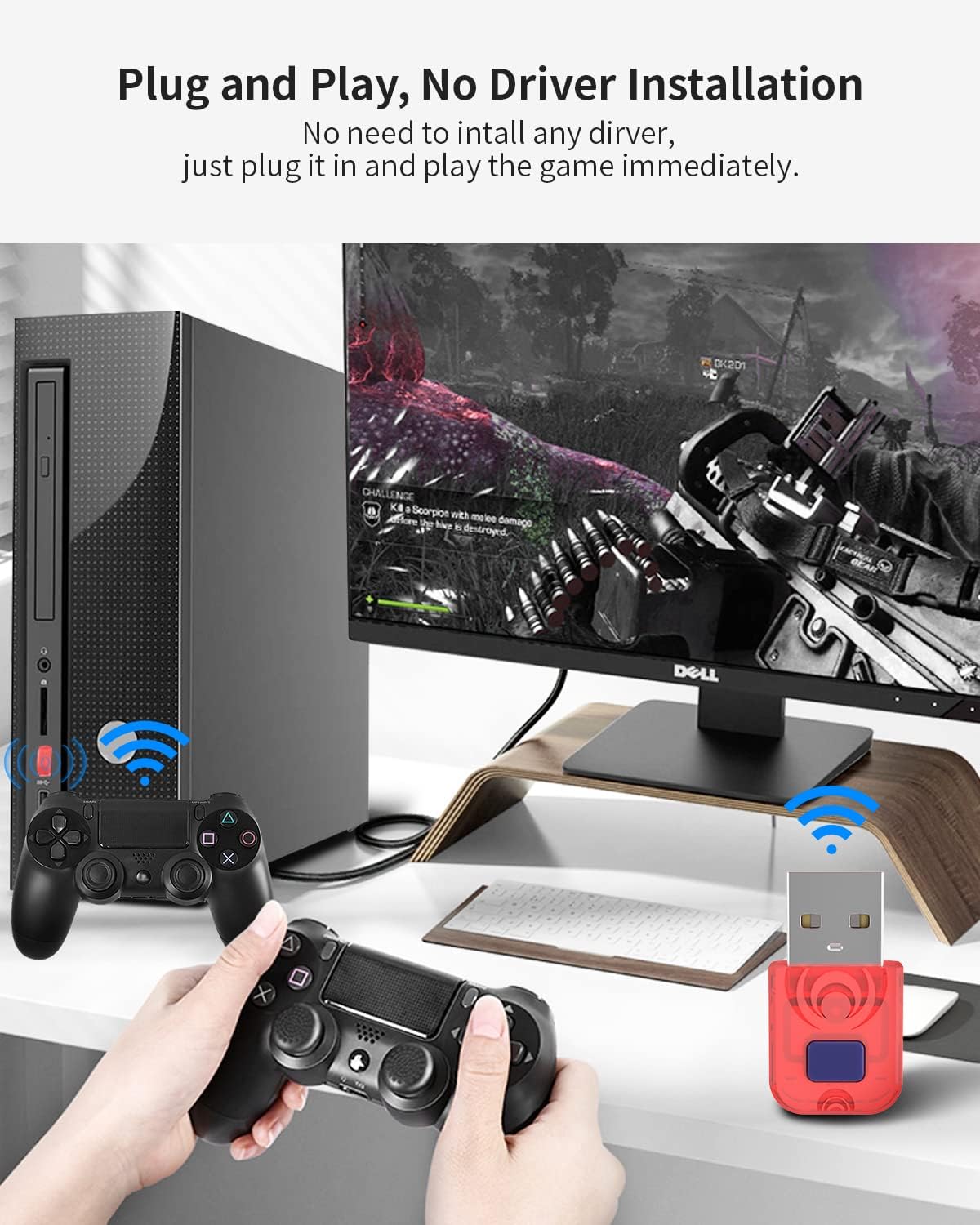 Bluetooth Wireless Controller Adapter for PS4/ P5/ Switch Pro Controller