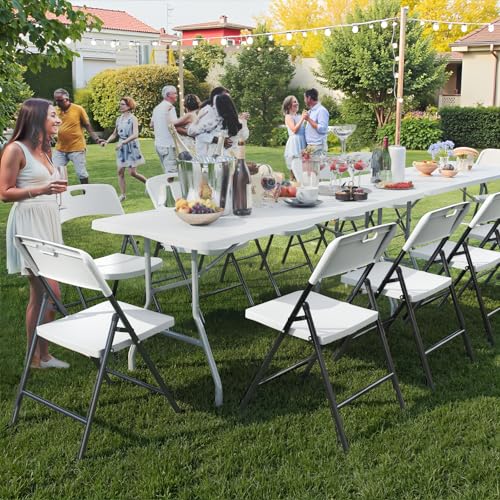 6 Pack Folding Chairs, 700lbs Capacity Heavy Duty Folding Chair with Reinfoced Steel Frame for Indoor/Outdoor Use