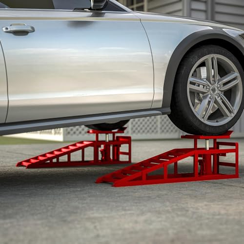 2 Pack Hydraulic Car Ramps 5T 10000lbs Low Profile Car Lift Service Ramps Truck Trailer Garage,Height Hydraulic Vehicle Ramps