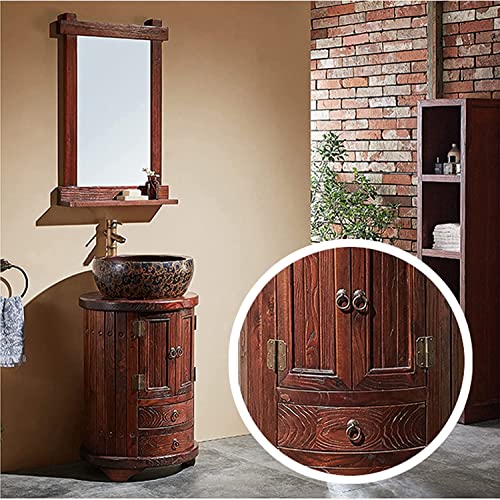 Freestanding Pedestal Sink Hotel Art Basin, Retro Style Bathroom Sink Cabinet Set