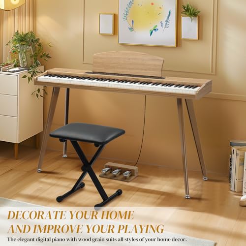 Ktaxon 88 Key Keyboard Piano Set, Full Size Digital Piano with Multi-Adjustable Height Bench, Powerful Functional Panel