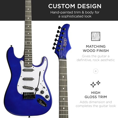 Best Choice Products 39in Full Size Beginner Electric Guitar Starter Kit w/Case, Strap, 10W Amp, Strings, Pick, Tremolo Bar - Sunburst
