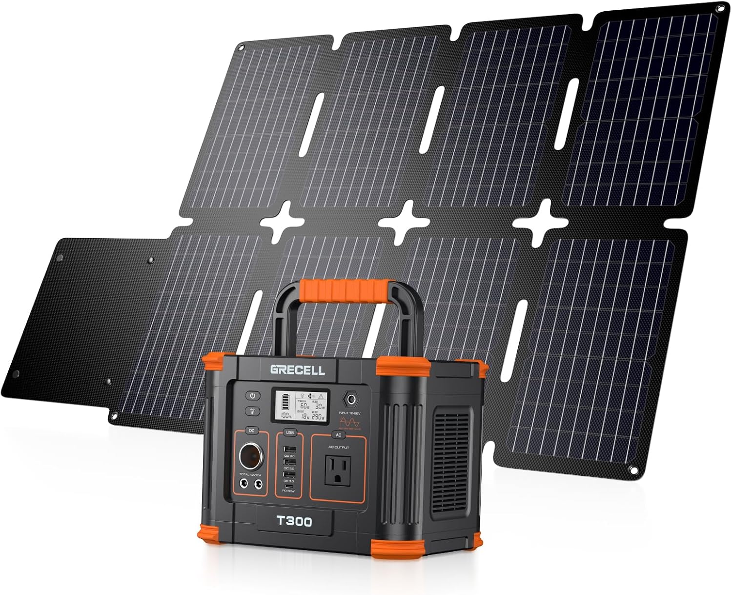 Portable Power Station 300W (Peak 600W) with 80W Foldable Solar Panel, 288Wh Solar Generator with Portable Solar Charger