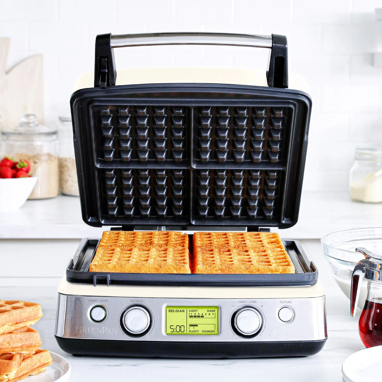 Greenpan 4-Square Waffle Maker for Perfectly Cooked Waffles
