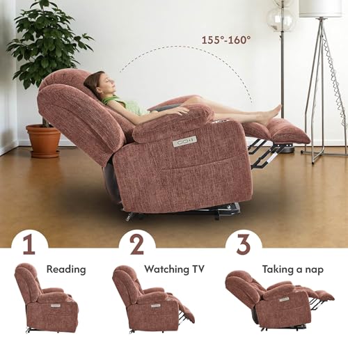 FLEXISPOT XL31 Power Lift Recliner Chair for Elderly, Electric Lift Chair with Massage & Heat, PU Leather Reclining Sofa w/Cup Holders