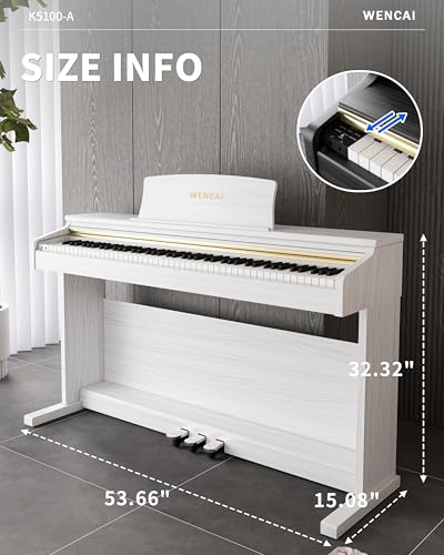 88 Keys Digital Piano Hammer Action Weighted Keyboard Piano, Full Size Upright Electric Piano, Wooden Electronic Piano for Beginner Professional