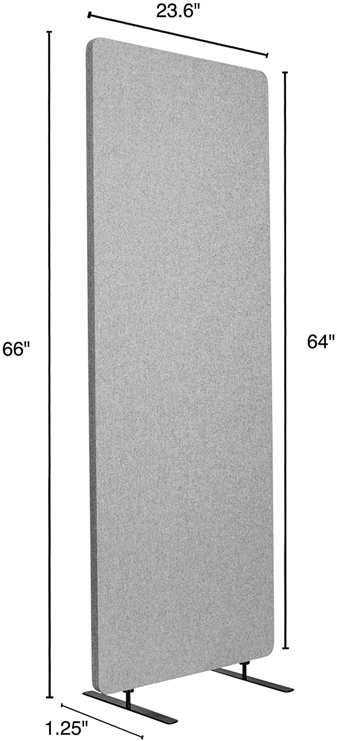 Stand Up Desk Store ReFocus Freestanding Noise Reducing Acoustic Room Wall Divider Office Partition (Cool Gray, 23.6"  x 66" , Stand-Alone Panel)