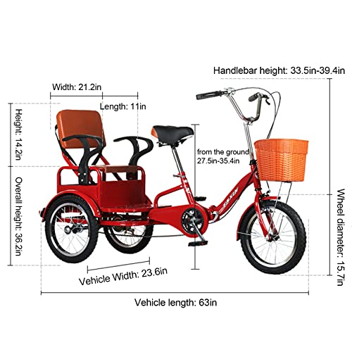 Outroad Adult Tricycle, 16 inch Cruiser Trike, Foldable Bicycle for Elderly 3 Wheel Bikes with Back,Cargo Basket and Comfortable Seat for Seniors