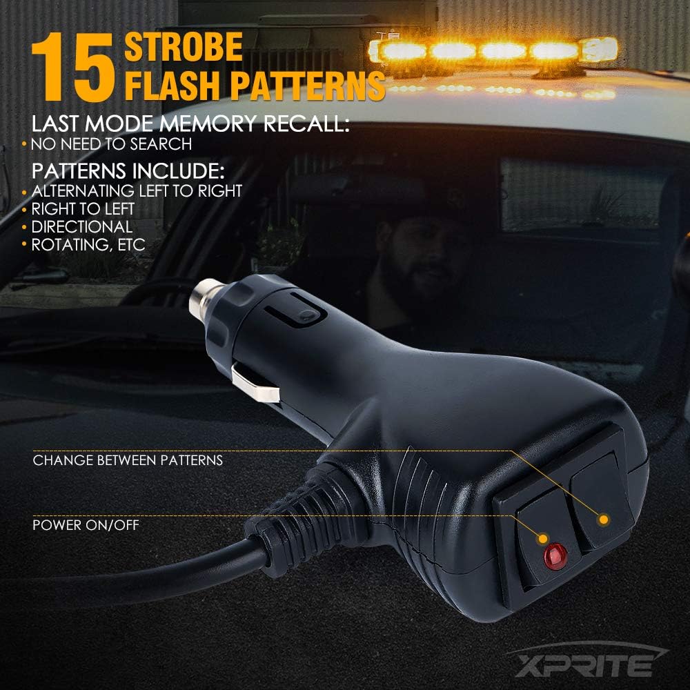 Xprite 48" Traffic Advisor White Amber Emergency Strobe Light Bar High Intensity LED Rooftop Warning Security Caution Lightbar w/Adjustable Brackets