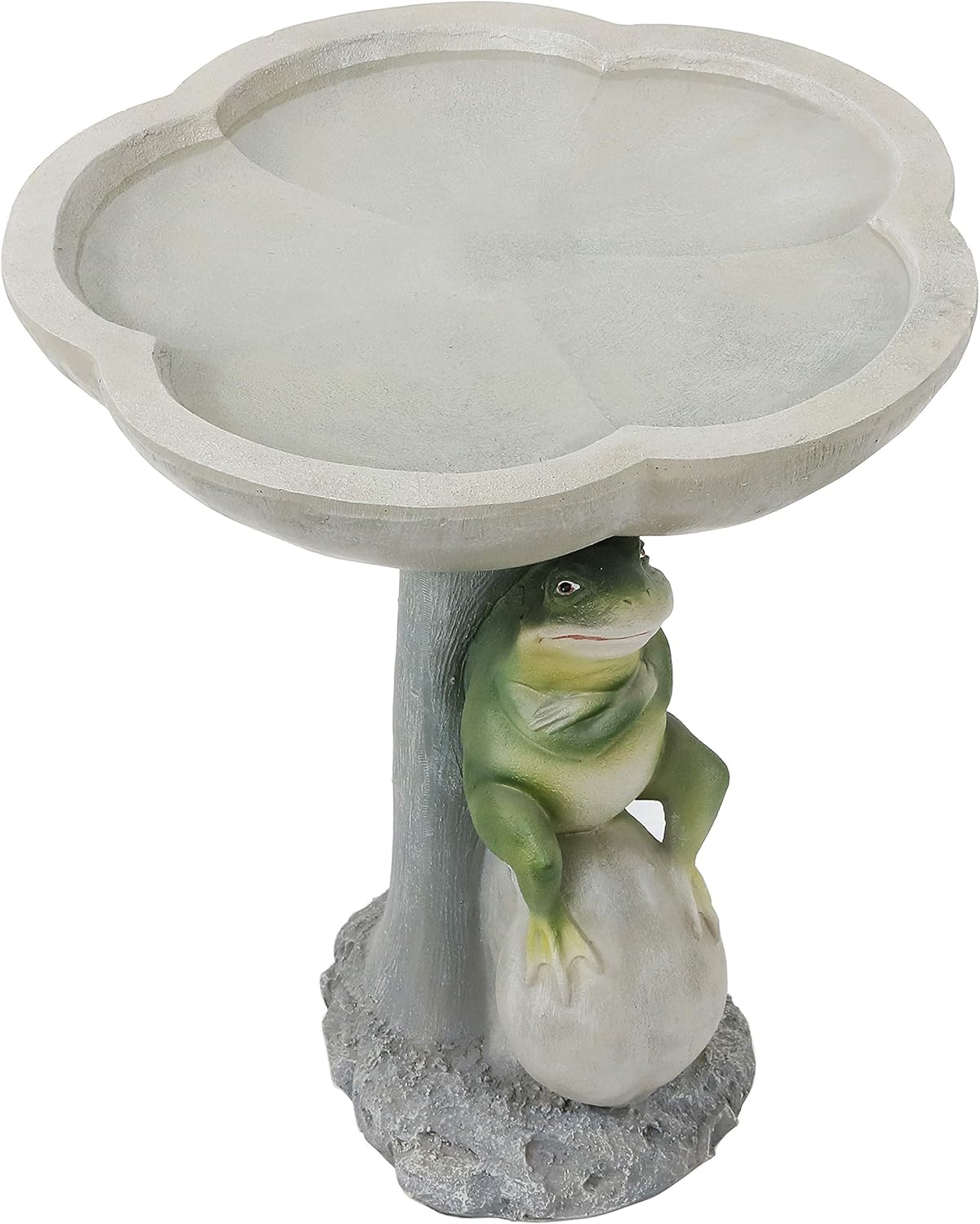 Sunnydaze Whimsical Outdoor Polyresin Bird Bath - Brooding Frog on Stone Garden Bird Bath - Polyresin - 22 Tall - Backyard, Patio, Garden