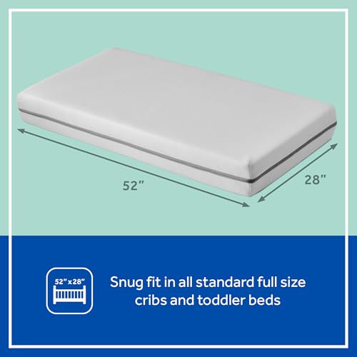 SEALY BABY OmniPedic Refresh Breathable Crib Mattress, GREENGUARD Gold Certified, Made in USA, Removable Knit Cover, 2 Stage, Toddler Bed Fit