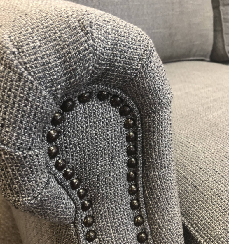2PC Grey Sectional w/ Nailheads