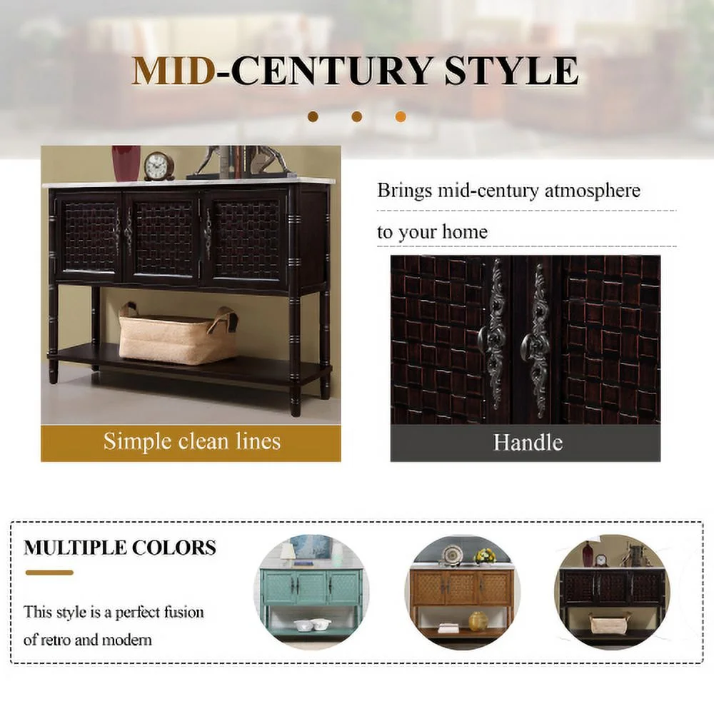 Entryway Table with artificial stone look tabletop , 47'' Farmhouse & Modern Console Table with Storage