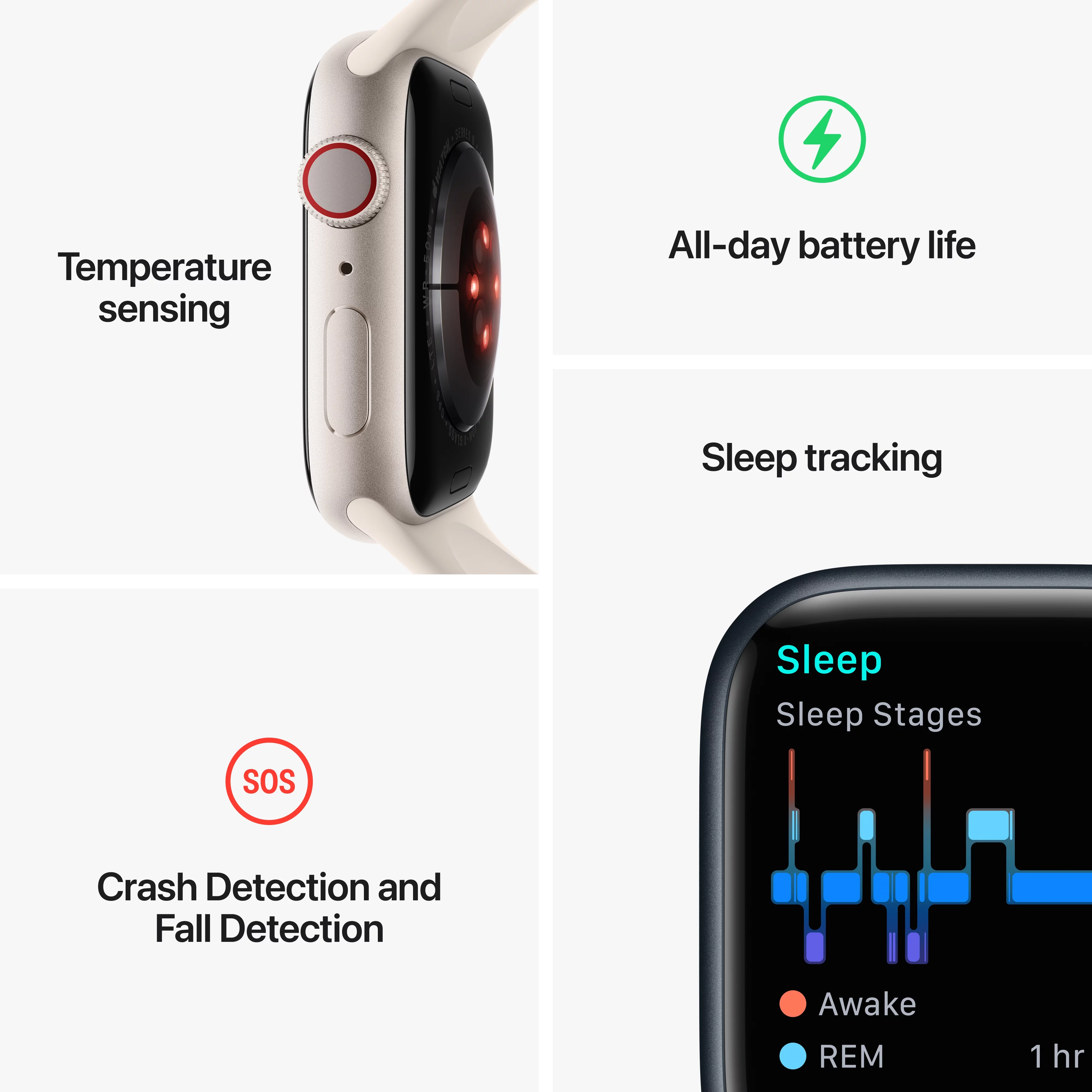 Apple Watch Series 8 GPS + Cellular 41mm Silver Aluminum Case with White Sport Band - M/L