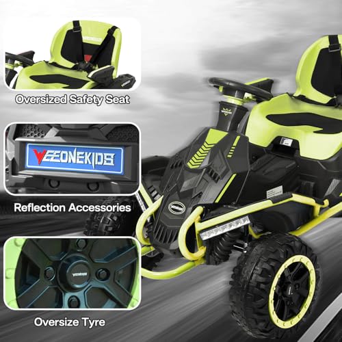 24V Ride on Toy for Big Kids, Kids' Electric Vehicles Outdoor Race Toy with 4 Strong Motors Total 300W Bluetooth Speaker and 24V 7AH Big Battery