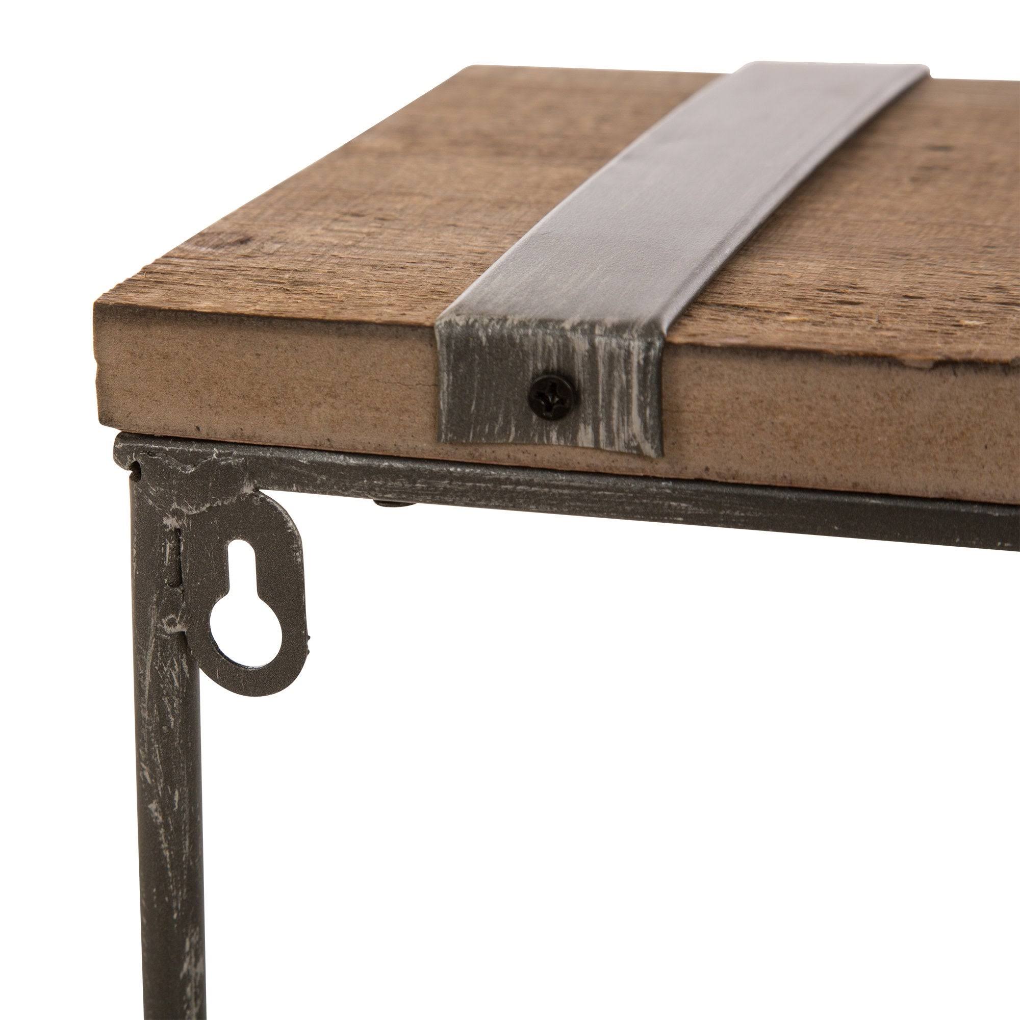 Glitzhome Farmhouse Rustic Metal Wooden Wall Shelf Set of Two - Large and Small