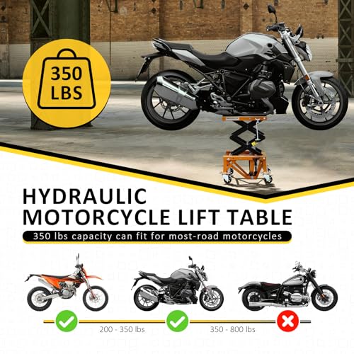 PENSUN Hydraulic Motorcycle Lift Table, 350 LBS Heavy Duty Ultra-Stable Motorcycle Scissor Jack Stand Fit for Motorcycle Dirt Bike ATV