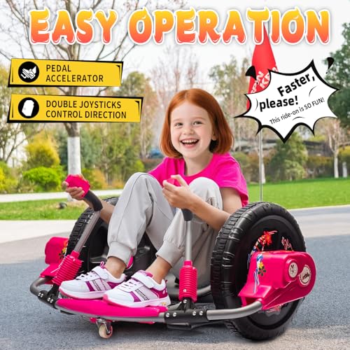 Electric Drift Kart with 16" Large Tyres, 360° Swivel Capability, Dual Lever Steering, 12V Ride On Toys for Boys and Girls from 3 Years Old
