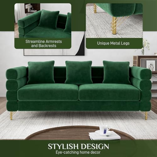 Cloud Couch for Living Room, 79" Modern Overstuffed Deep Seat Boucle Sherpa 3 Seater Sofa with 3 Pillows