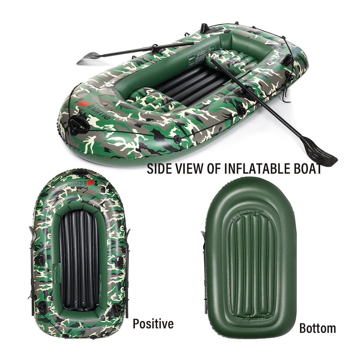 Inflatable Fishing Rowing Boat 3-Person PVC Dinghy Kayak Raft With Paddle Oars USA