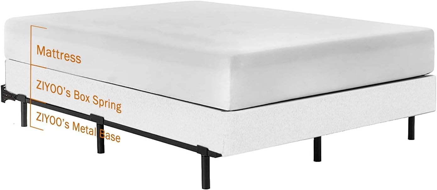 ZIYOO Cal King Box Spring 9 Inch High Profile Easy Assembly,Mattress Foundation/Heavy Duty Metal Steel Structure/Quiet Noise-Free Accessory