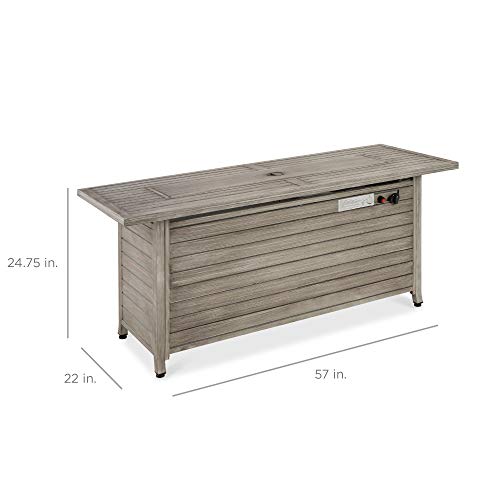 Best Choice Products 57in Propane Gas Fire Pit Table, 50,000 BTU Outdoor Rectangular Firepit for Outside, Patio w/Extruded Aluminum Table Top