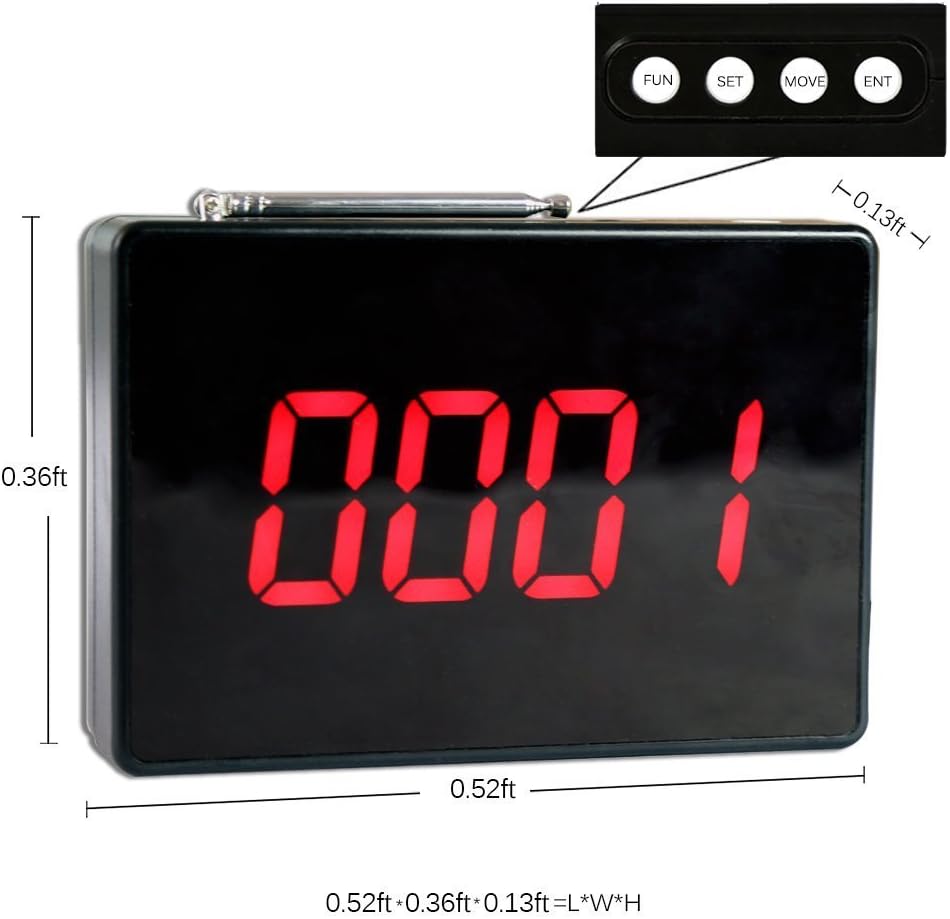 CallToU Wireless Calling System Customers Patient Pager System with 10 PCS Waterproof Call Buttons and 1 PC Display Receiver for Restaurant Clinic