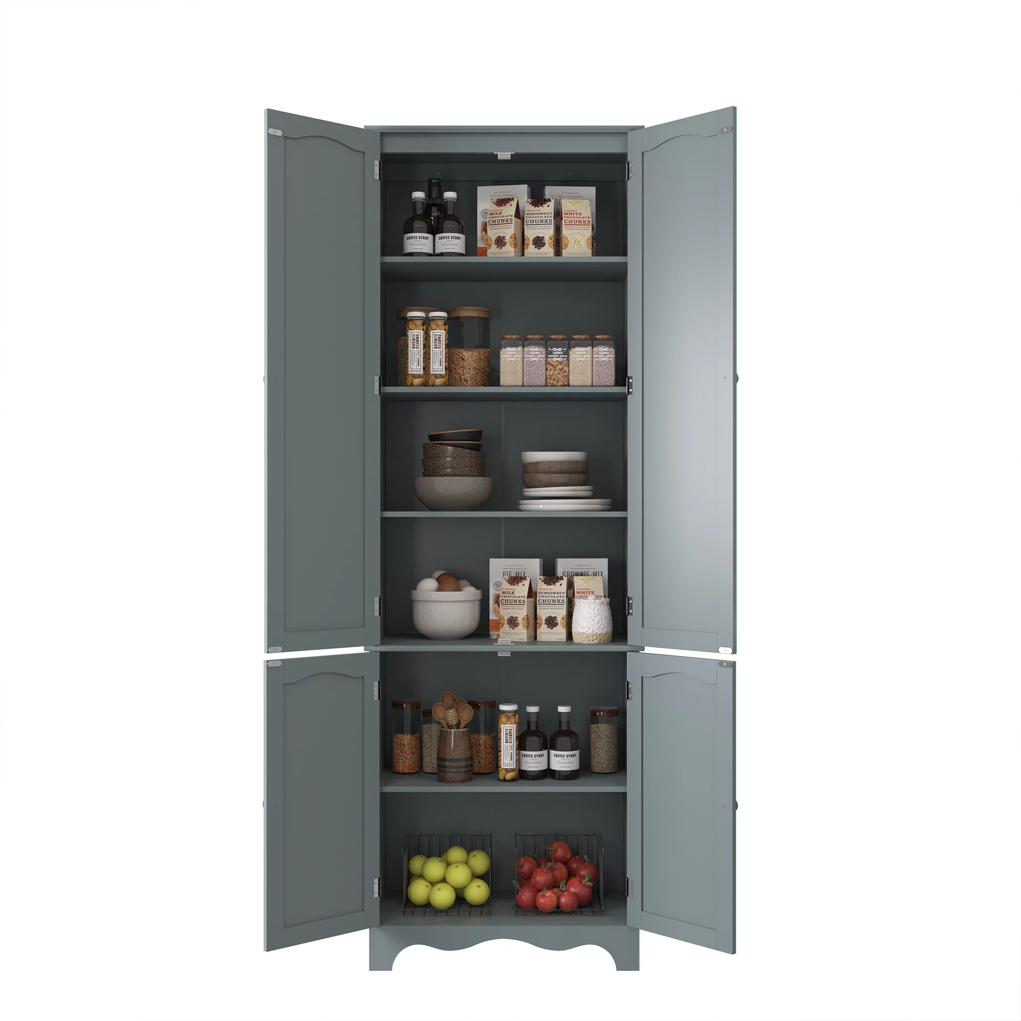 HOMEFORT 72" H Freestanding Tall Pantry Cabinet, Kitchen Pantry with 2 Large Cabinets and Adjustable Shelves