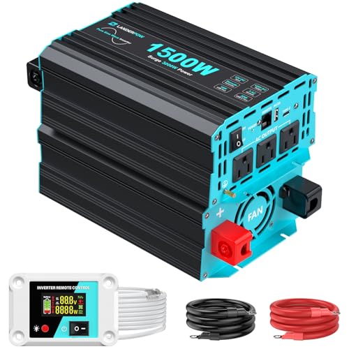 Pure Sine Wave 3500W Power Inverter 12V DC to 120V AC for RV, Truck, Home, Off-Grid, Solar, Inverter with 3 AC Outlet, 30W USB-C, 5V 3.1A USB