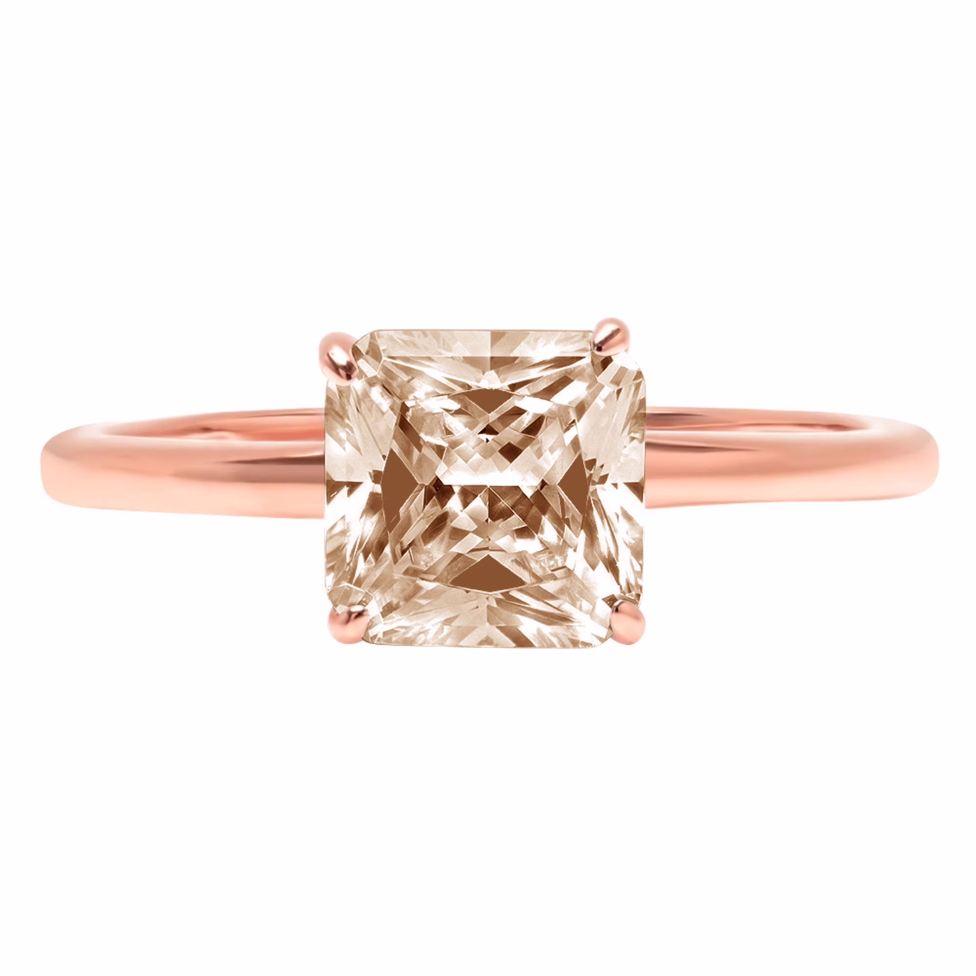 2.0ct asscher cut champagne simulated diamond 18k rose gold anniversary engagement ring size 3.5