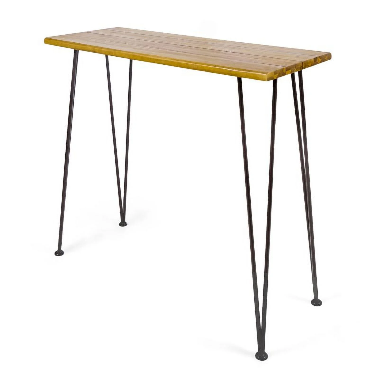 Noble House Denali Outdoor Teaked Acacia Wood Bar Set with Metal Iron Frame