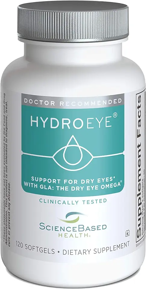 ScienceBased Health HydroEye Softgels - Dry Eye Relief - Clinically Tested - Features GLA, EPA and DHA- 120 Count - Kansas Nuitrition - HNZSDS