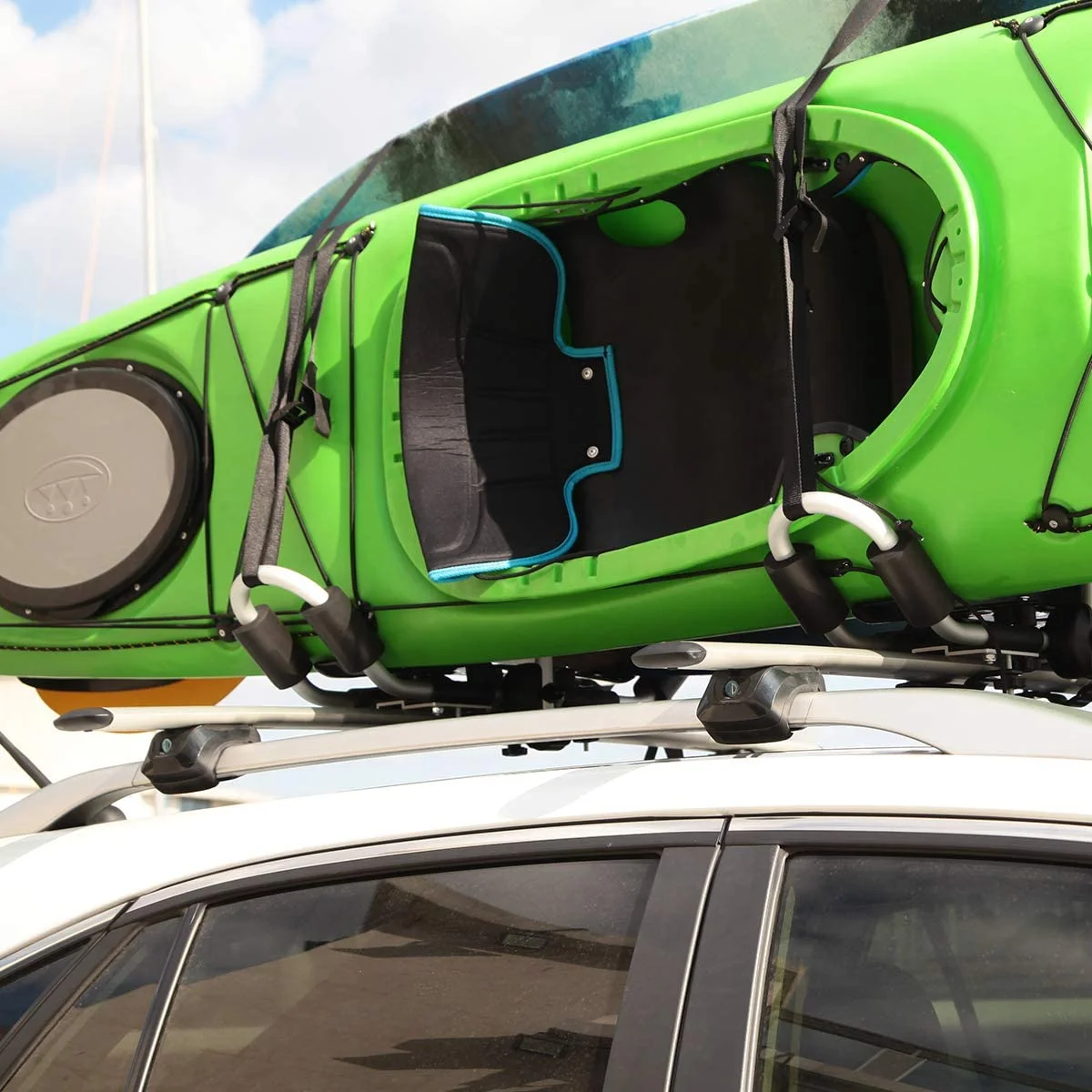 IKURAM Kayak/Surf/Ski Roof Carrier Rack of J-Style Folding Universal Field & Stream 3-in-1 Multifunction for Canoe, SUP, Kayaks