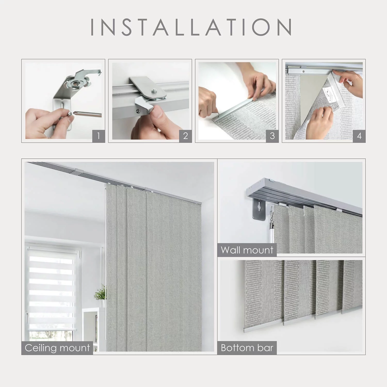 GoDear Design Adjustable Sliding Panel Track Blind 45.8"-86" W x 96" H, Vertical Blinds, 99% Blackout, Amazon River