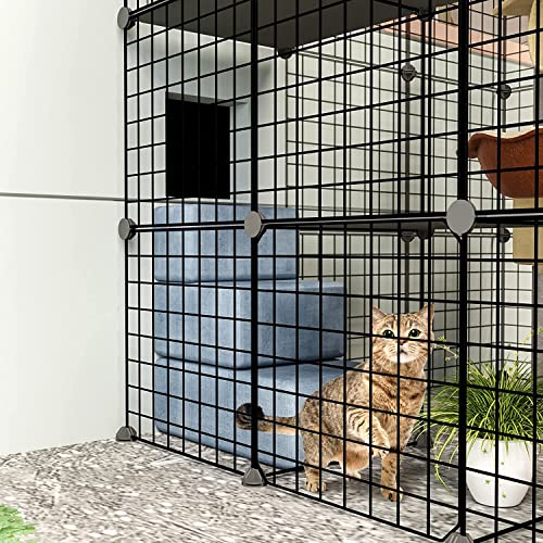 Eiiel OutdoorCat Cages Enclosure with Super Large Enter Door, 55.1Lx41.3Wx41.3H Cat House Balcony Playpen Platforms