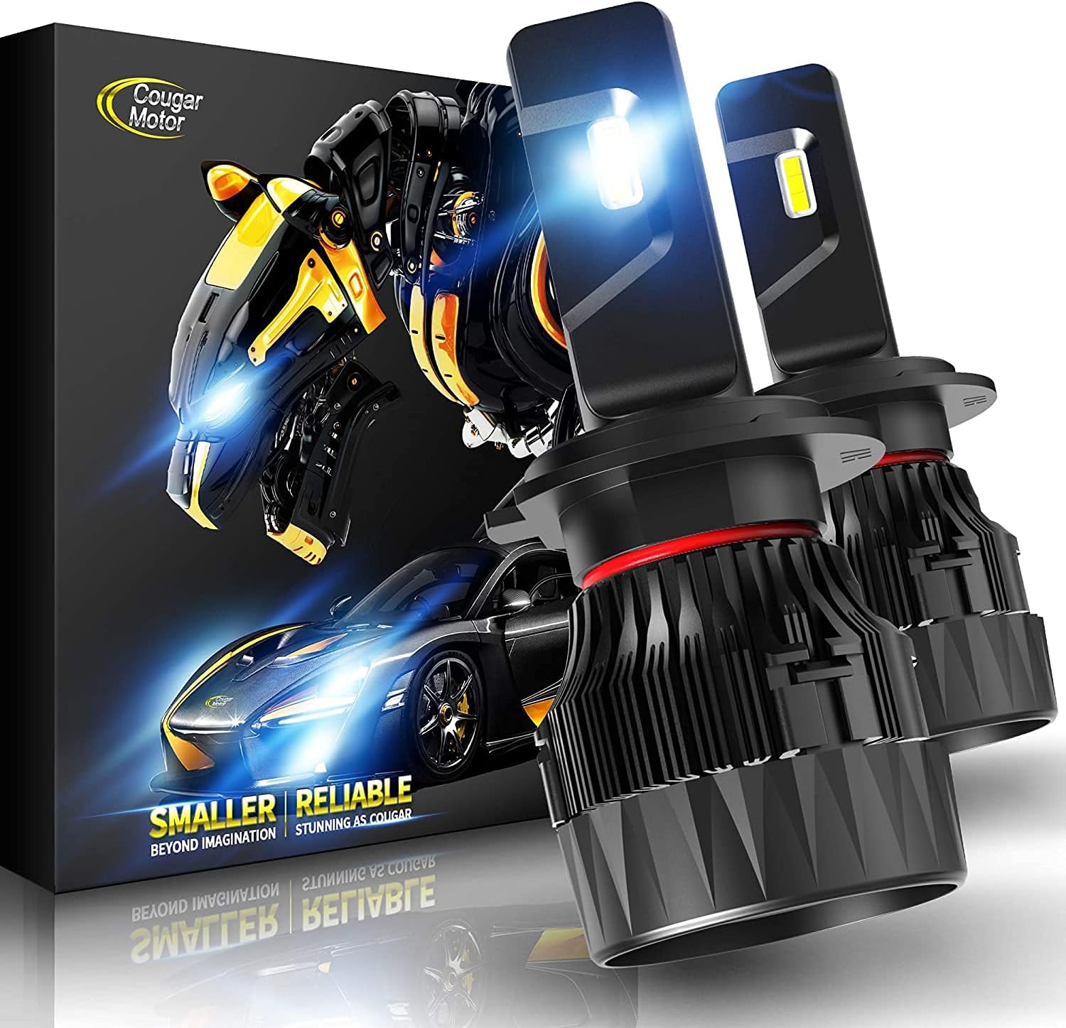 Cougar Motor X-Small H13 LED Bulb, 12000LM 6500K (9008) All-in-One Conversion Kit - Cool White , 360°Adjustable Beam