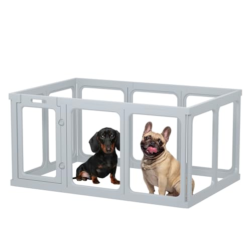 Clear Acrylic Dog Playpen - 11.6 sq.ft, 24" H 10 Planes Transparent Dog Fence Indoor, Sturdy Pet Pen for Puppy/Small Dog/Rabbit/Cat/Pig
