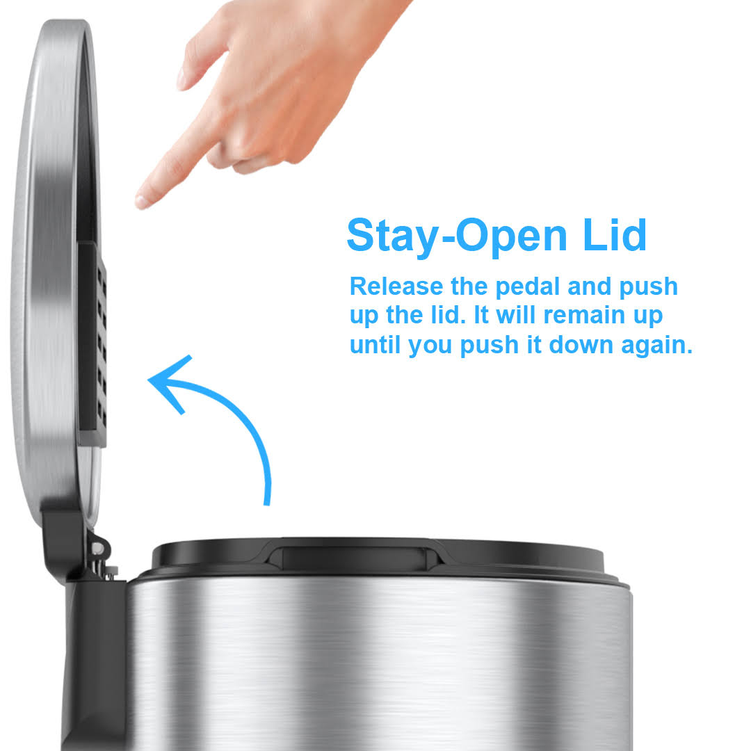 iTouchless SoftStep 8 Gallon Kitchen Step Trash Can with Odor Filter u0026 Removable Inner Bucket, Stainless Steel, 30 LITER Sem