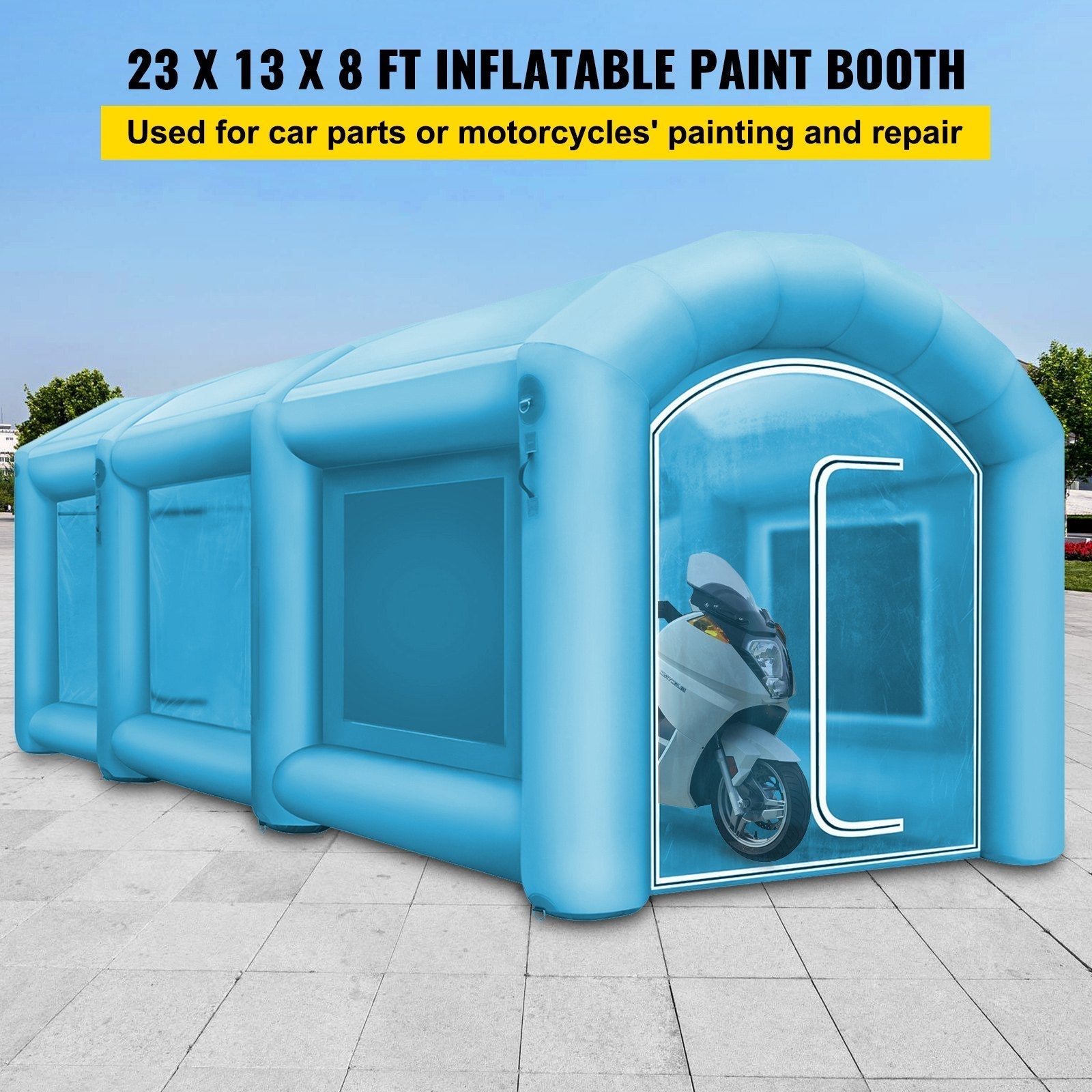 Premium Inflatable Spray Booth Car Paint Tent W/ Blowers – 23x13x8ft