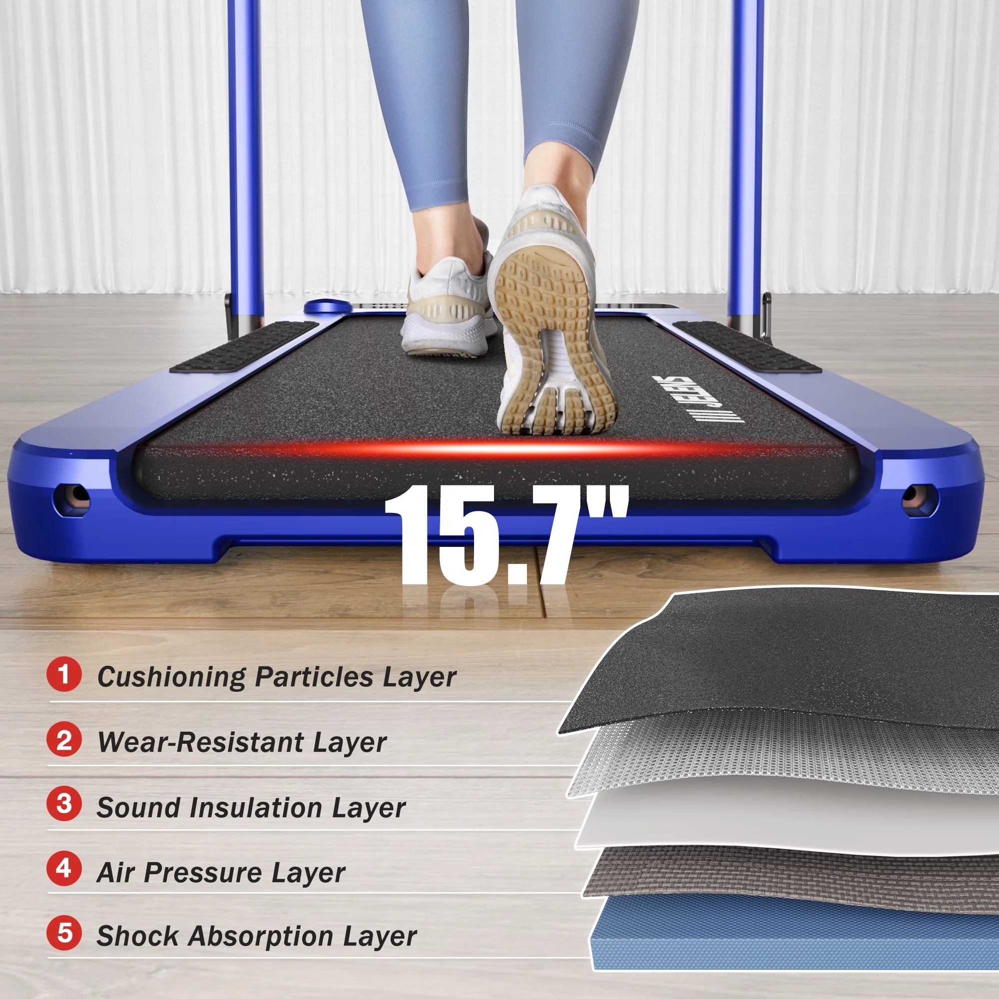 JELENS 2 in 1 Incline Treadmill Under Desk Walking Pad 2.5HP Home Folding Treadmills with Gesture Sensing Control