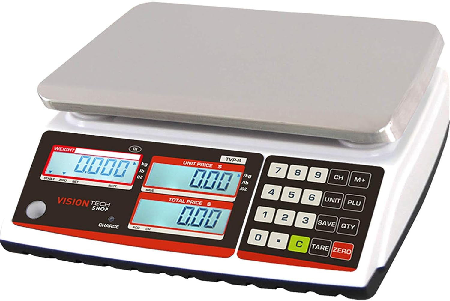 VisionTechShop TVP-60B Price Computing Scale, Lb/Oz/Kg Switchable, 60lb Capacity, 0.01lb Readability, NTEP Legal for Trade COC #19-038