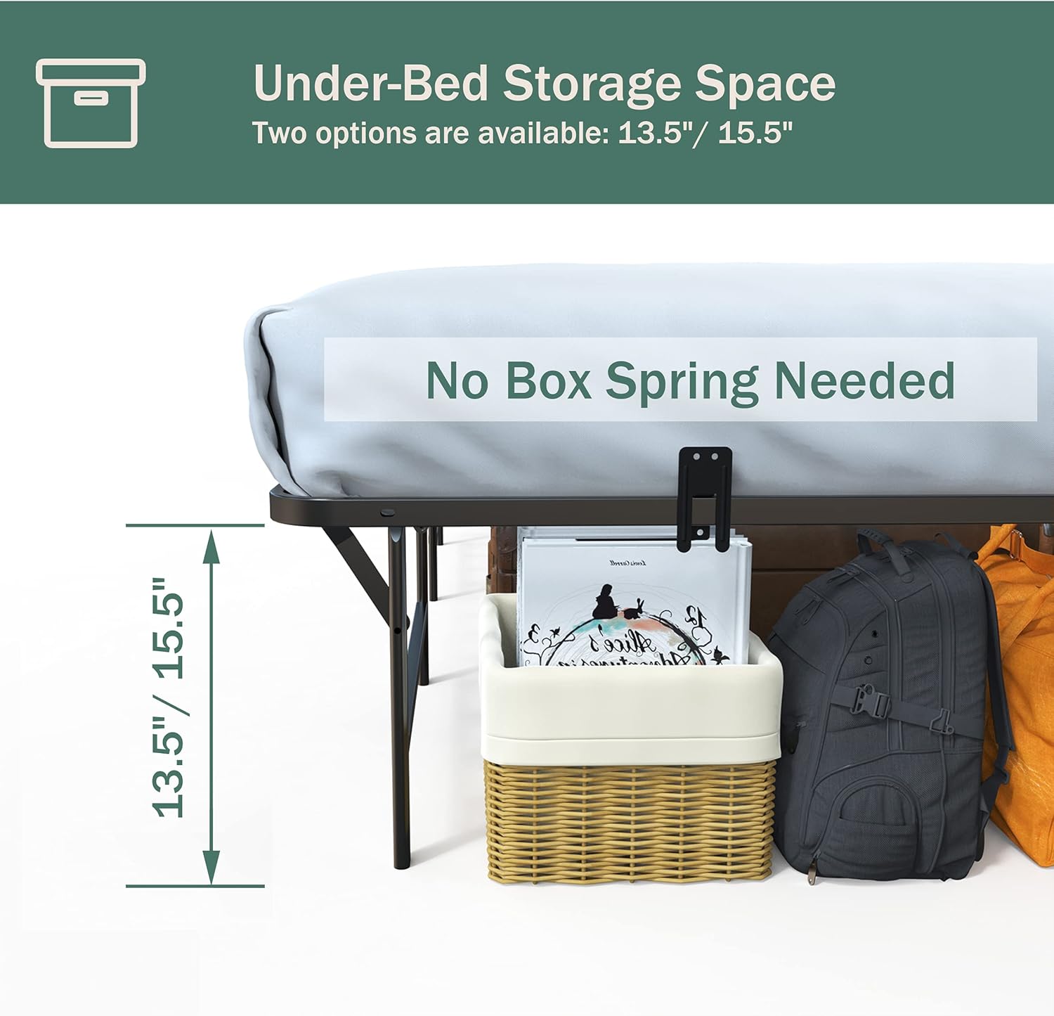 ZIYOO 16 Inch California King Platform Bed Frame Base, Mattress Foundation, Box Spring Replacement, Quiet Noise-Free