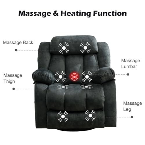 CANMOV Massage Swivel Rocker Recliner Chair with Heat and Vibration