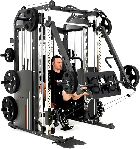 MiM USA Hercules EX Commercial All in One Gym Machine w/400 lb Weight Stack Jammer Arms Adj Bench Leg Press Leg Extension Arm Curl LAT Seat Complete