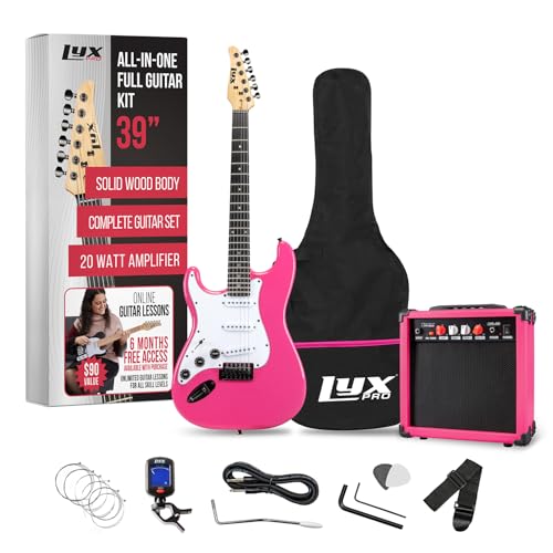 LyxPro Electric Guitar 39" inch Complete Beginner Starter kit Full Size with 20w Amp, Package Includes All Accessories, Digital Tuner, Strings, Picks