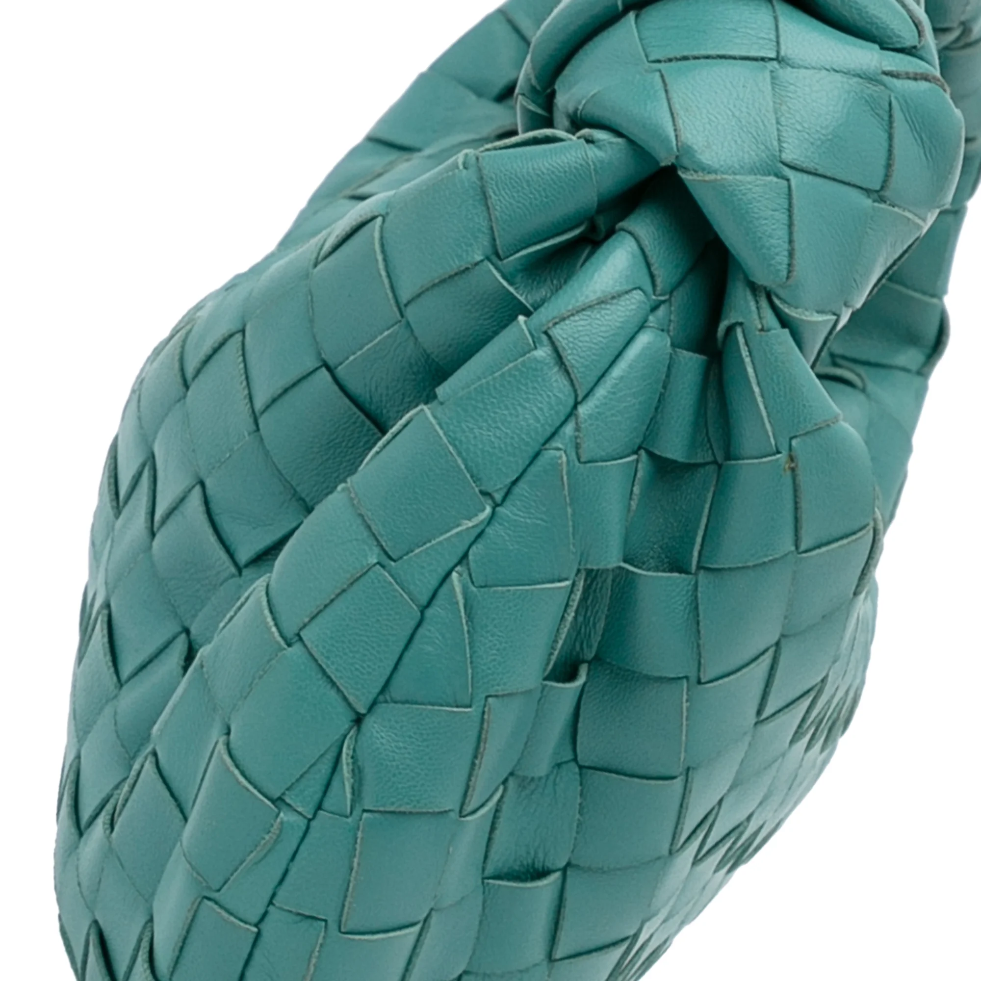 Pre-Owned Authenticated Bottega Veneta Mini Intrecciato Jodie Calf Leather Blue Handbag Top HandleBag Unisex (Good)