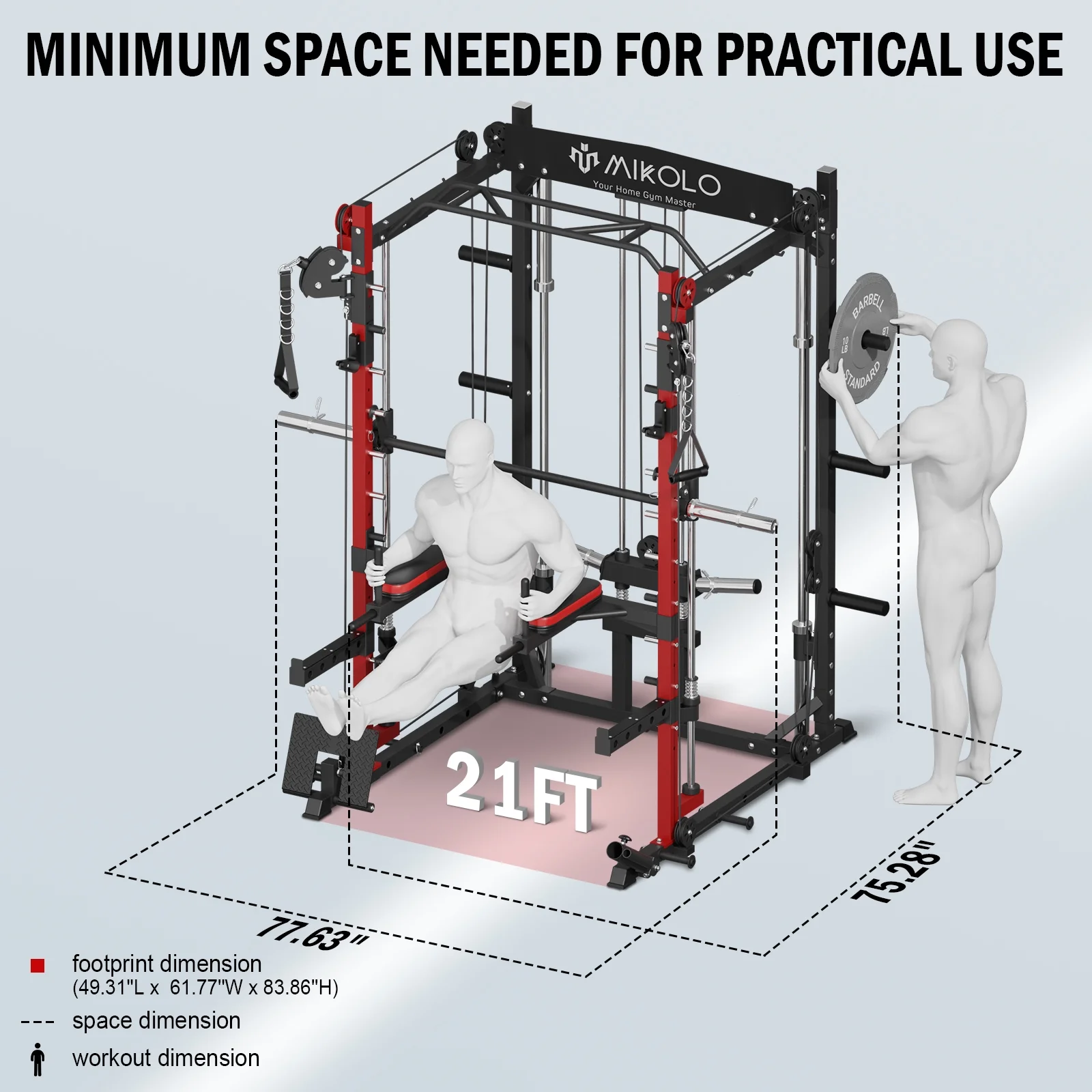 Mikolo Smith Machine Home Gym, 2000lbs Squat Rack with 800 lbs Weight Bench Combo
